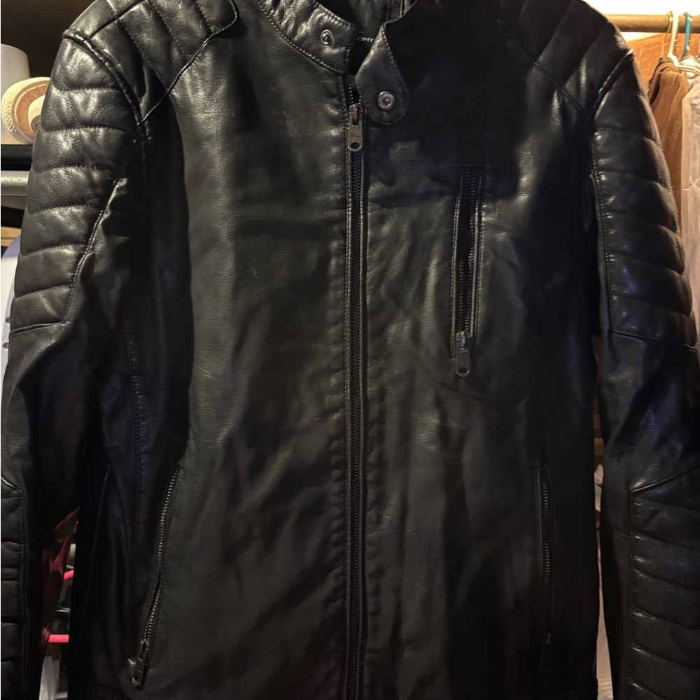 Marc Anthony Black Leather Bomber Jacket
